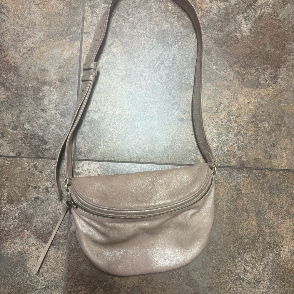 HOBO Leather Hobo Bag in Taupe